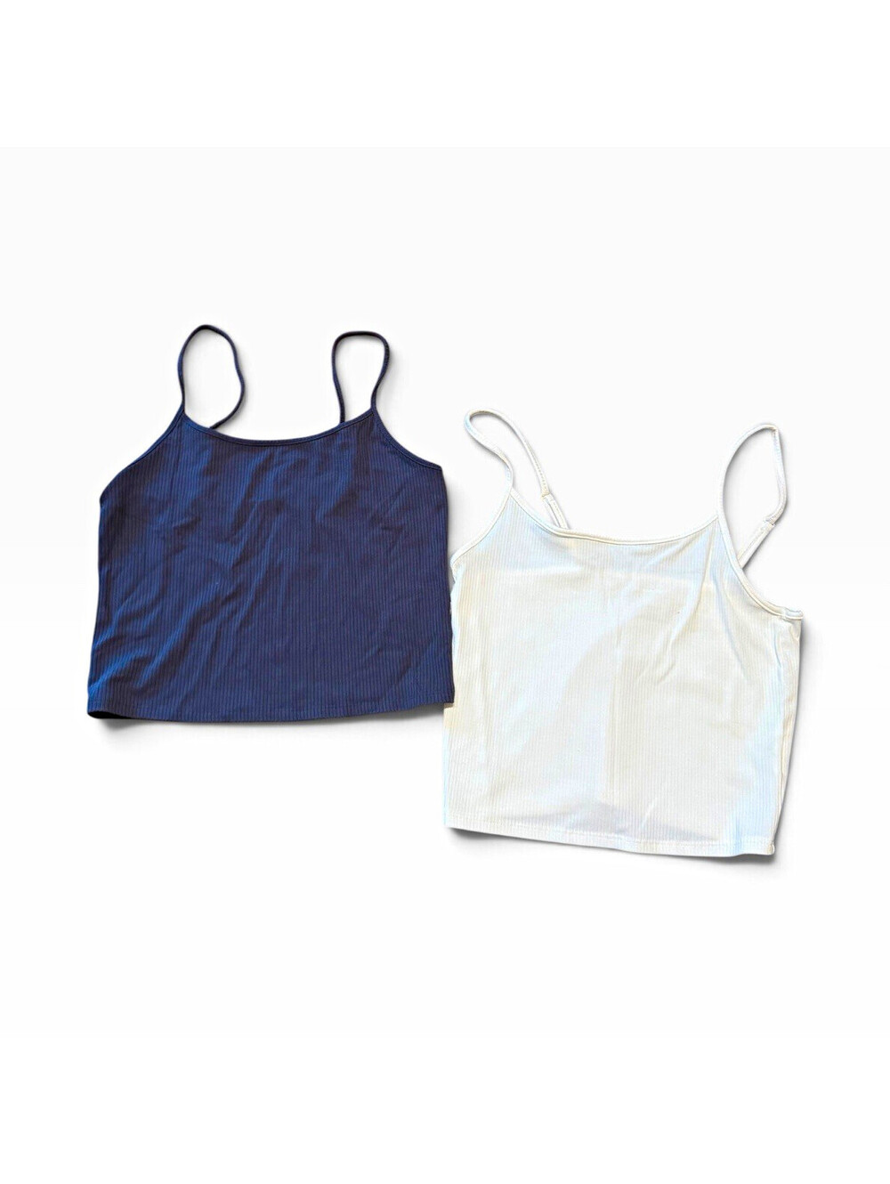 American Eagle Women’s M Ribbed Cami Tank Tops 2 Pack Navy Blue White